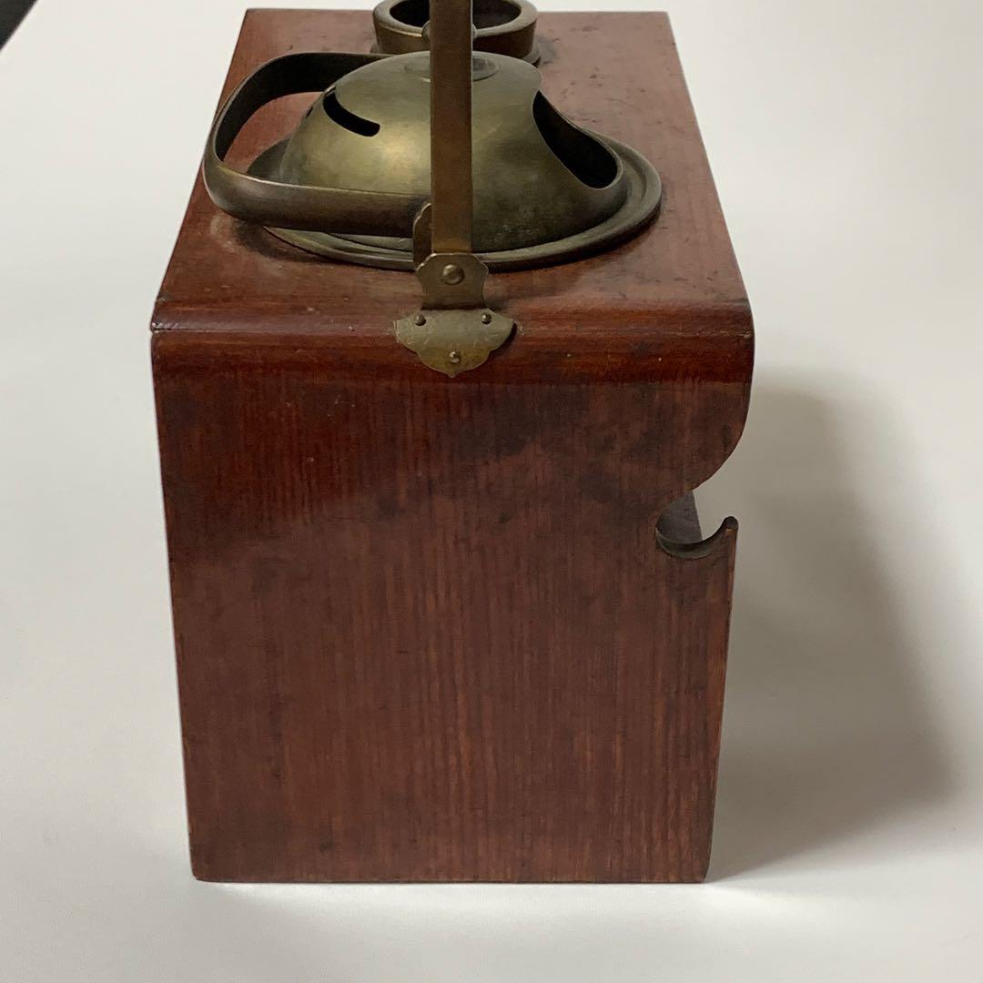 京都 時代物 欅製 銅手付小引出付 四方形 煙草盆 欅四方形莨盆 時代喫煙具