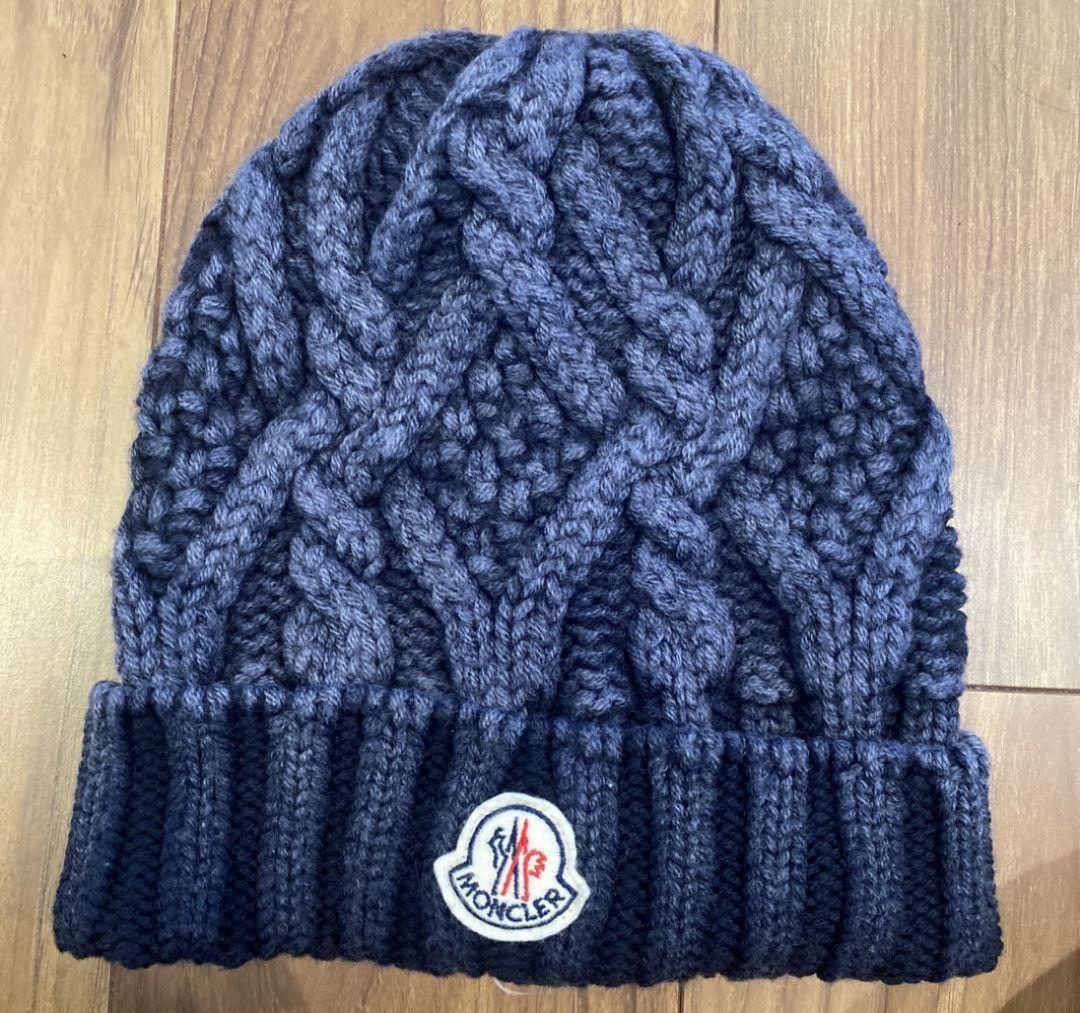 モンクレール ニット帽 ネイビー