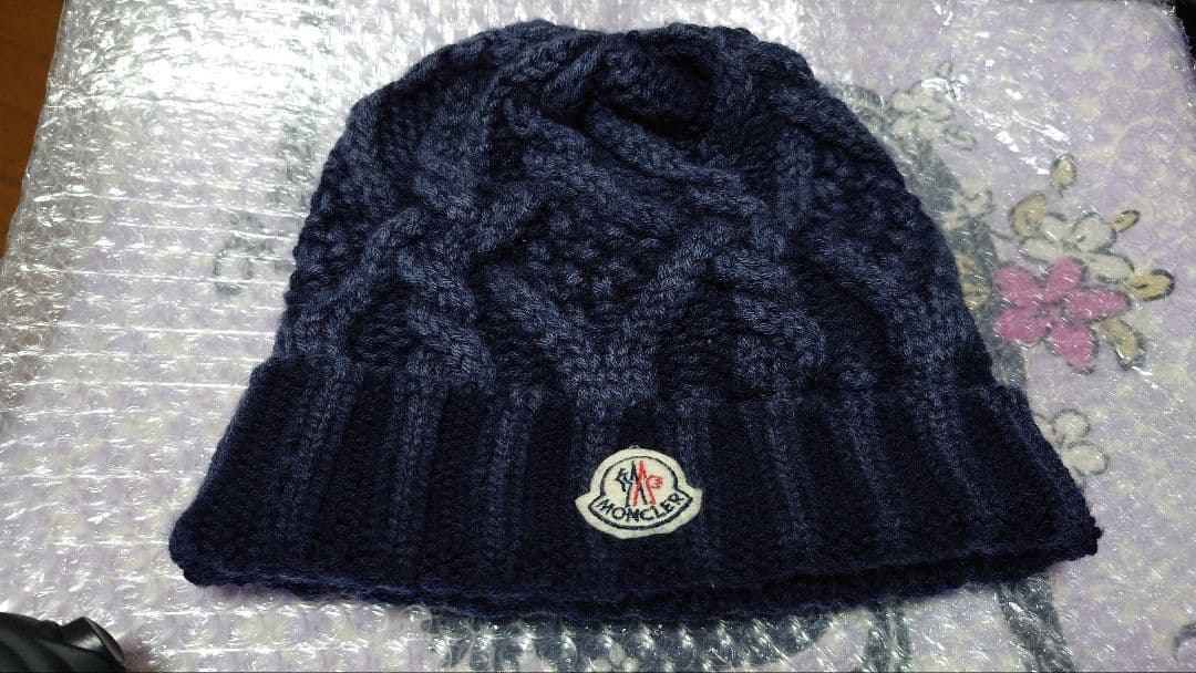 モンクレール ニット帽 ネイビー