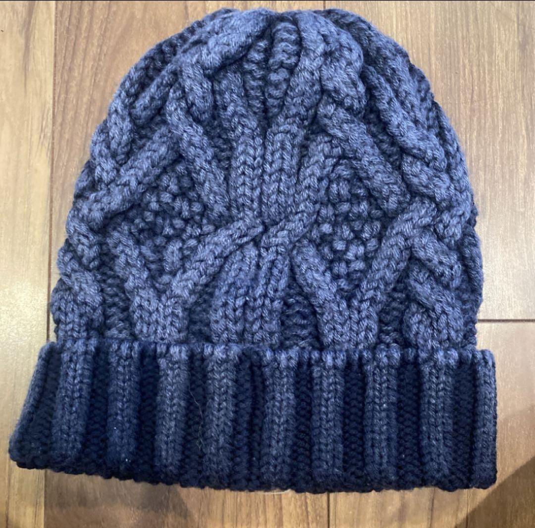 モンクレール ニット帽 ネイビー