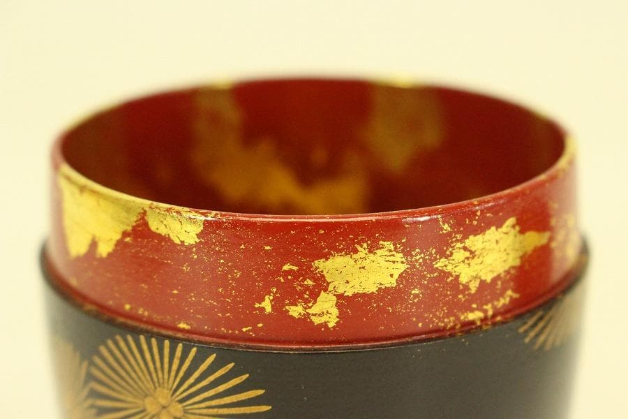 茶道具 而妙斎好 唐松蒔絵 一閑 大棗 一峰作 共箱 美品(A947)