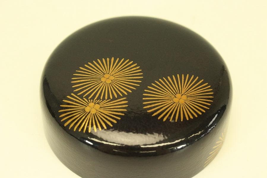 茶道具 而妙斎好 唐松蒔絵 一閑 大棗 一峰作 共箱 美品(A947)