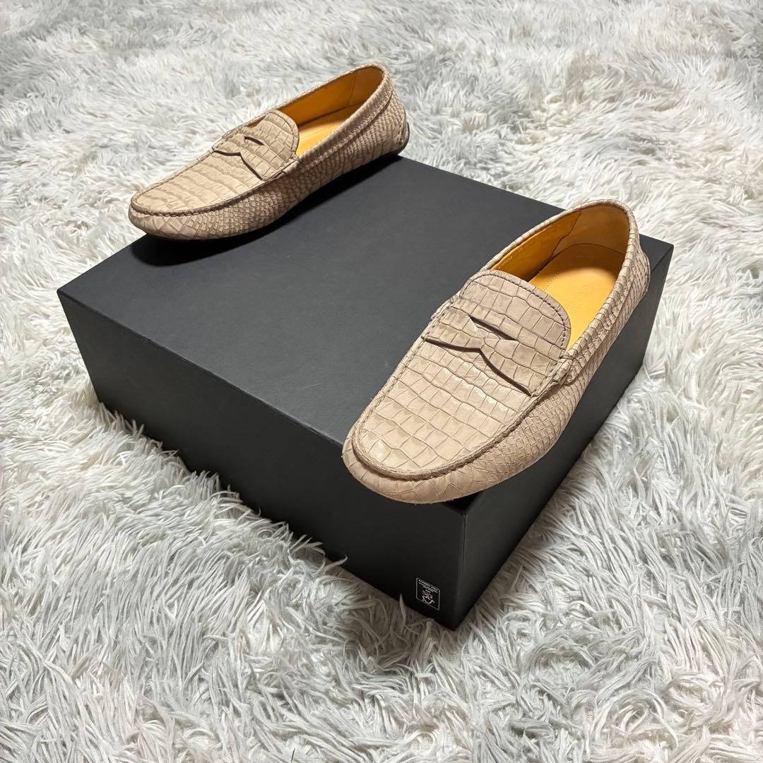 【未使用に近い】GIORGIO ARMANI 本革 クロコ型押し ６グレージュ