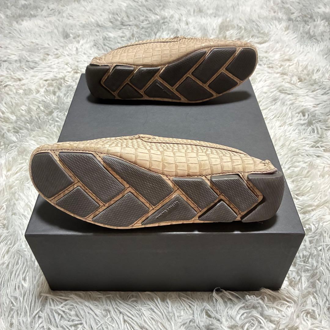 【未使用に近い】GIORGIO ARMANI 本革 クロコ型押し ６グレージュ