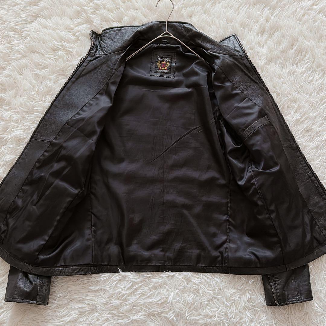 Lサイズ Schott レザージャケット シングルライダース ブラック 黒 ロゴ