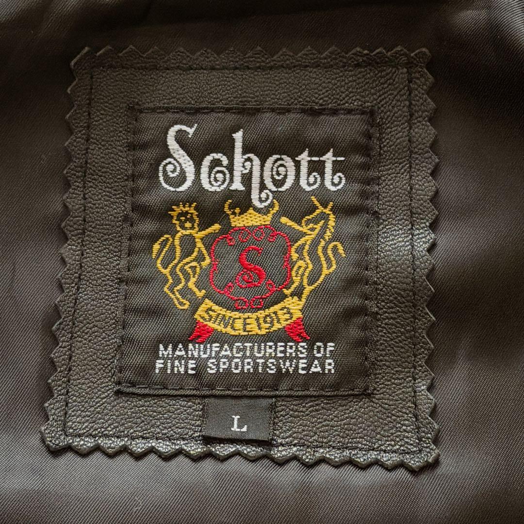 Lサイズ Schott レザージャケット シングルライダース ブラック 黒 ロゴ