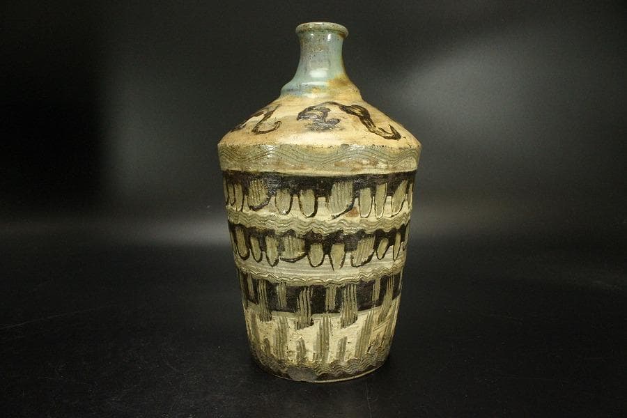 古唐津 櫛目 模様 徳利 高24.3cm 古美術(ZE565)