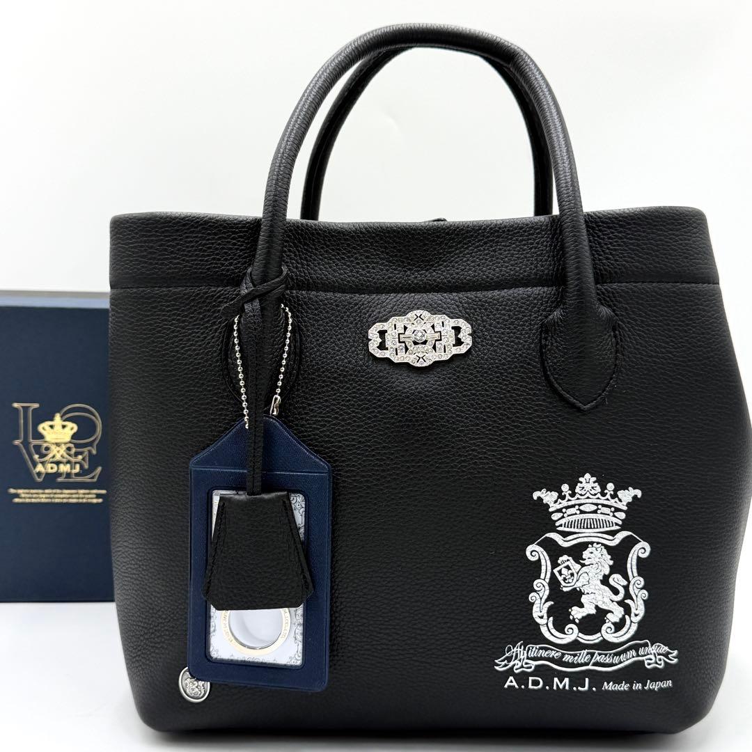 【極美品】ADMJ トートバッグ アールデコモティーフ スパニッシュ ブラック