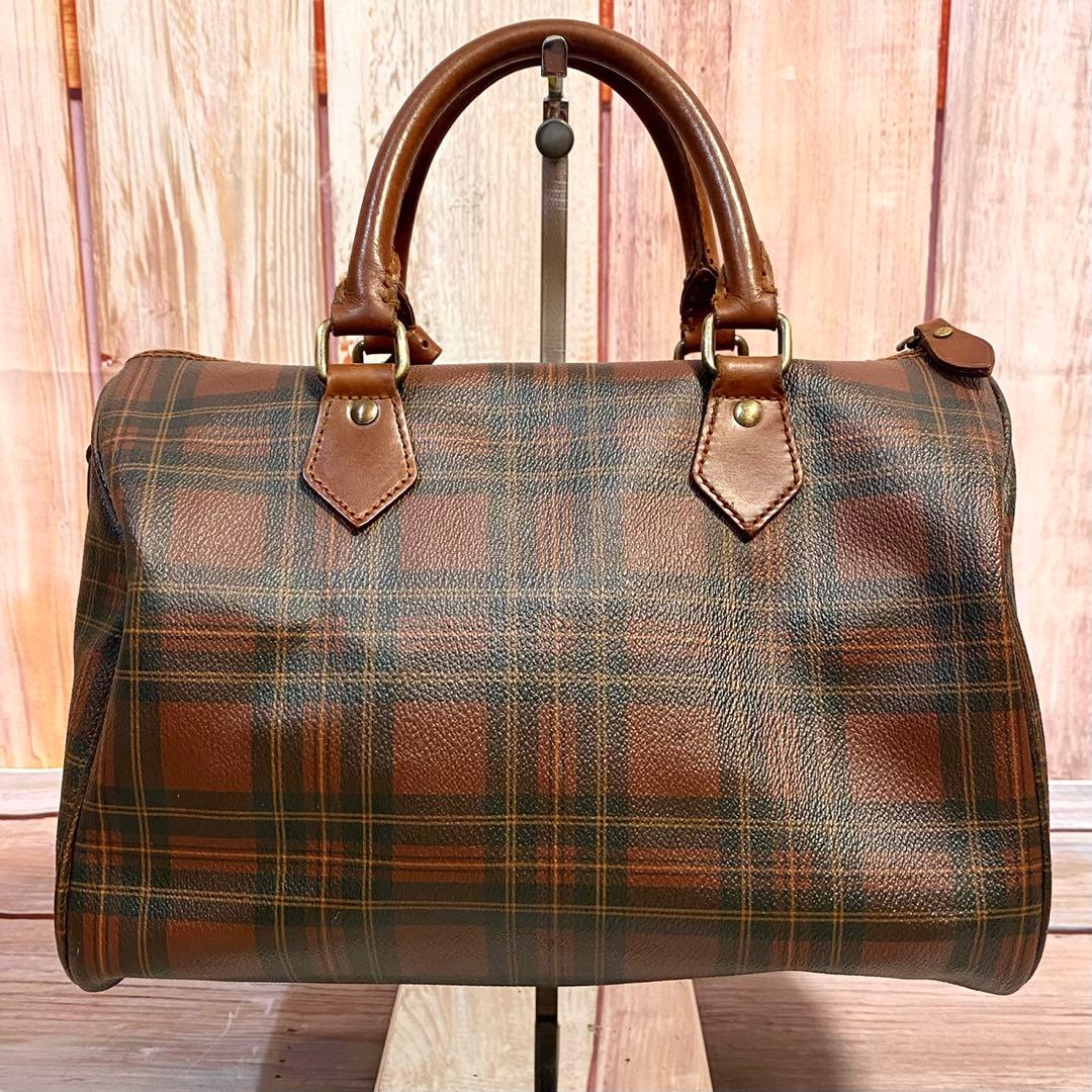 ポロラルフローレン　ミニボストンバッグ　ハンドバッグ　手提げ　レッド　チェック柄