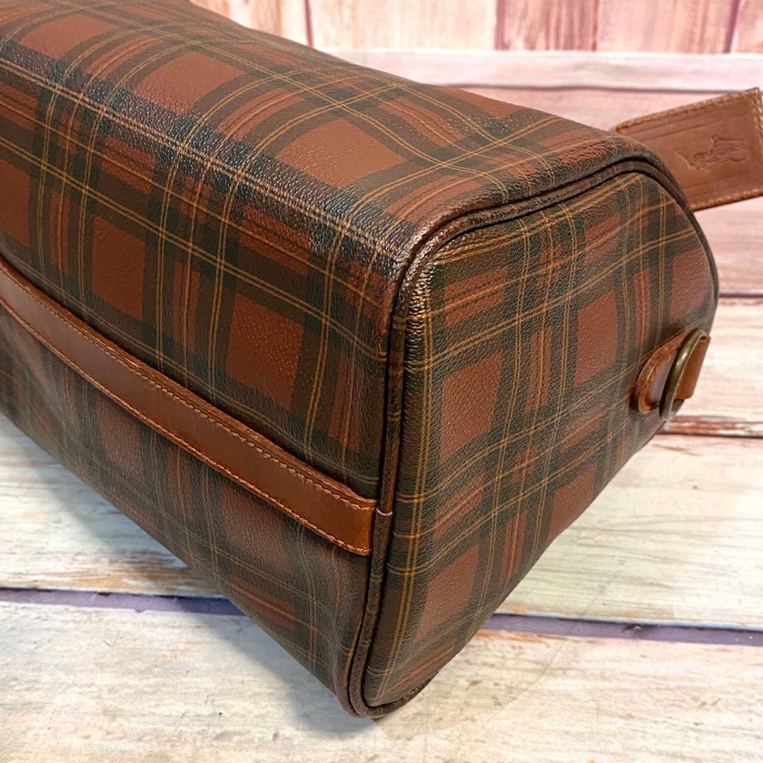 ポロラルフローレン　ミニボストンバッグ　ハンドバッグ　手提げ　レッド　チェック柄