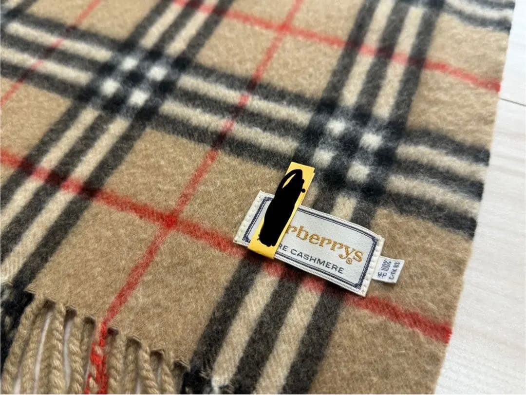 バーバリー カシミヤ チェックマフラー ベージュ