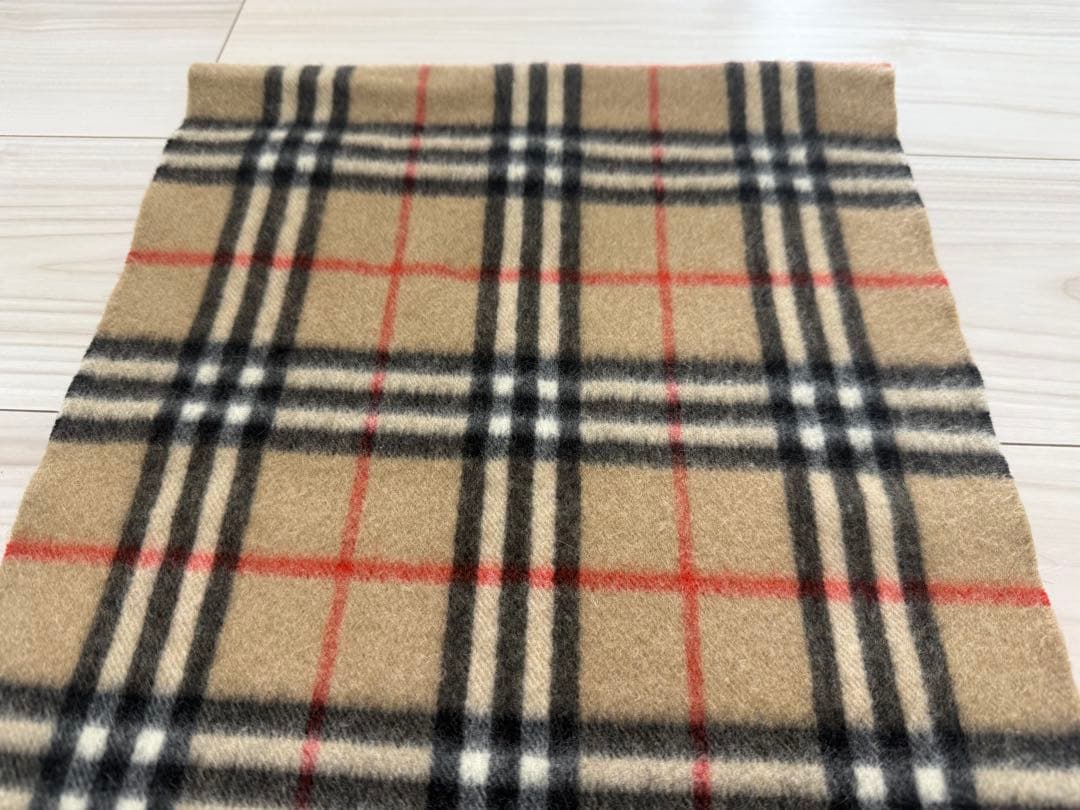 バーバリー カシミヤ チェックマフラー ベージュ