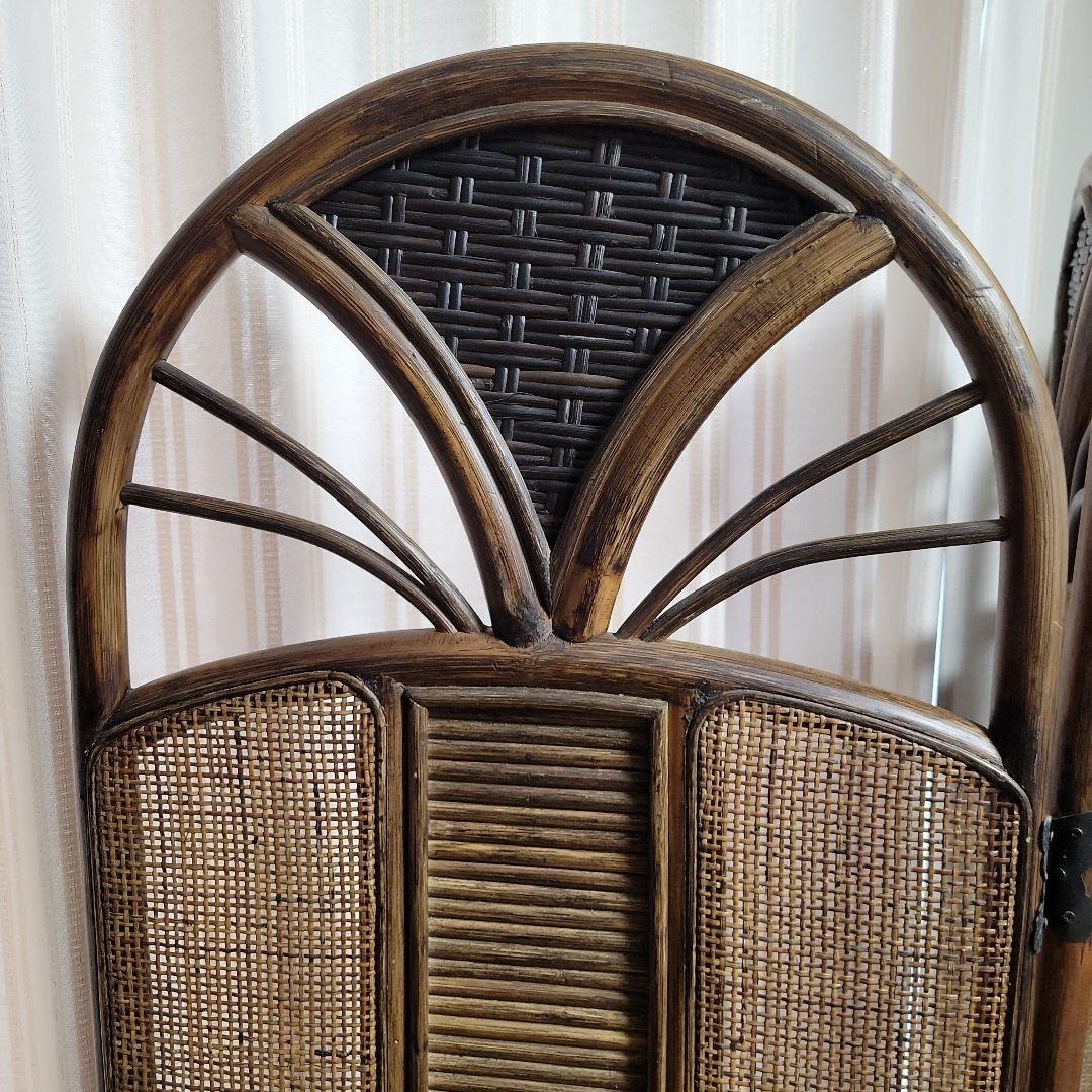 衝立 3連 ラタン パーテーション 籐家具 超美品 間仕切り アジアン レトロ