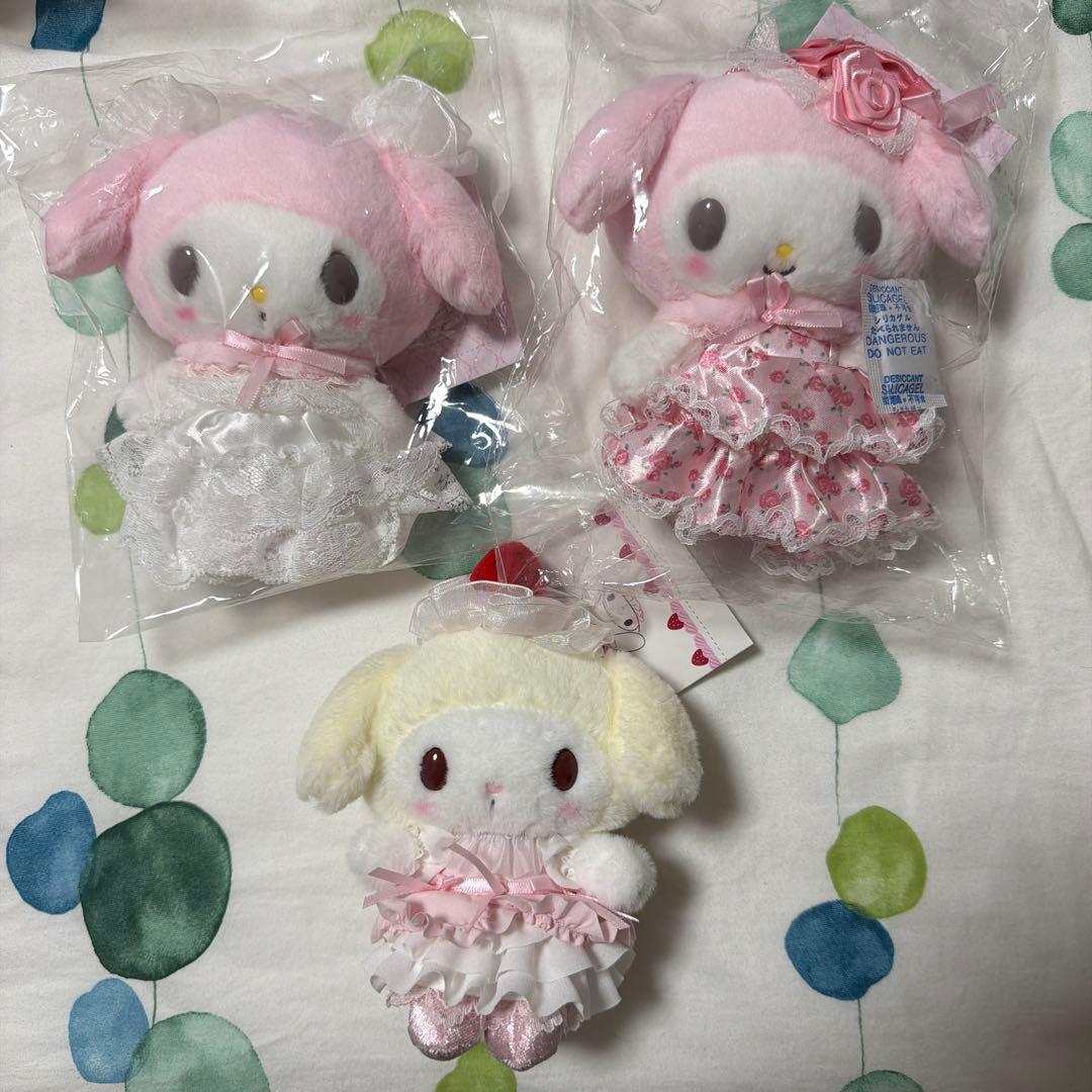 新品 マイメロディ バースデー マスコット いちごホイップケーキ　3体セット