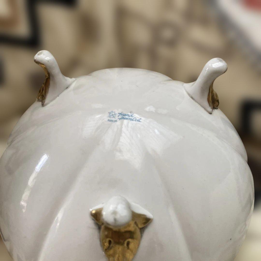 アンティーク　オールドノリタケ　金彩桃図脚付鉢】