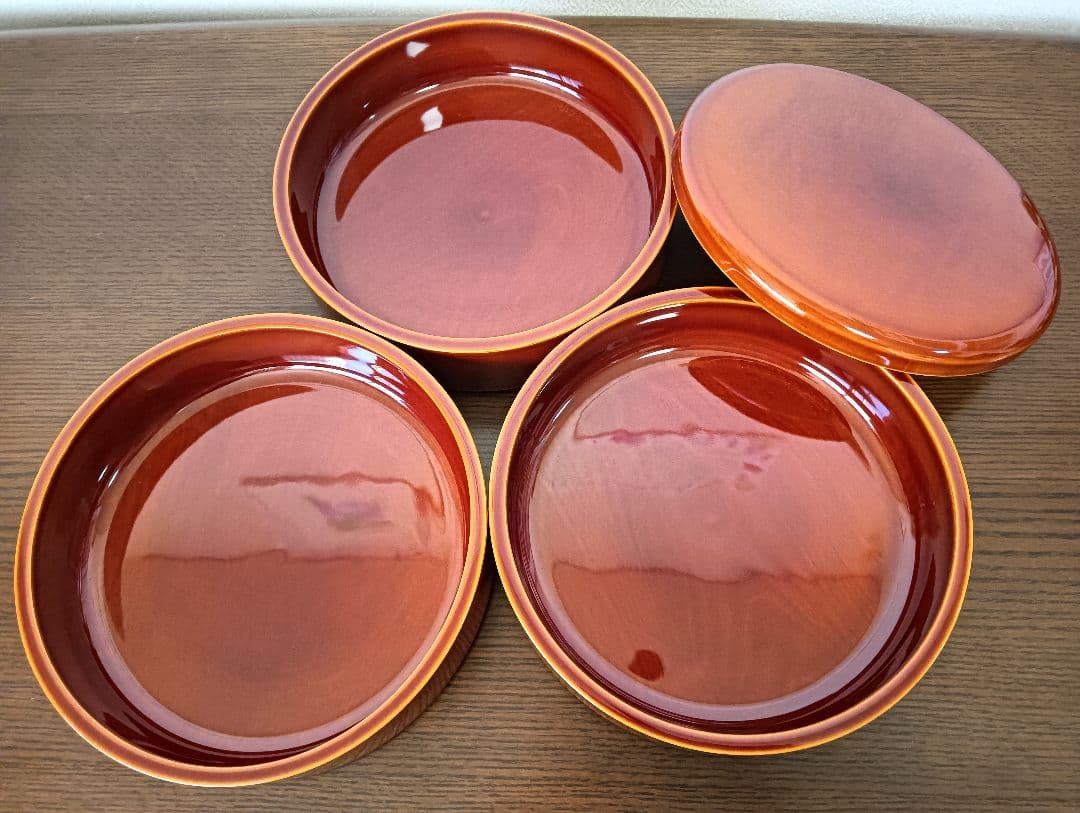 【未使用】飛騨春慶塗 漆塗り 丸型三段重箱 伝統工芸品 天然木 お正月 おせち