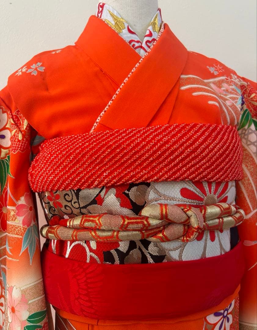 7歳　七五三　正絹着物　古典柄　帯　帯揚げ　帯締め　しごき　セット