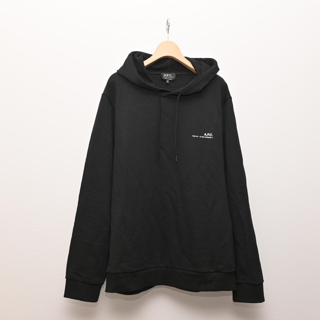 m*9様 A.P.C. アーペーセー ロゴ スウェットパーカー XL ブラック