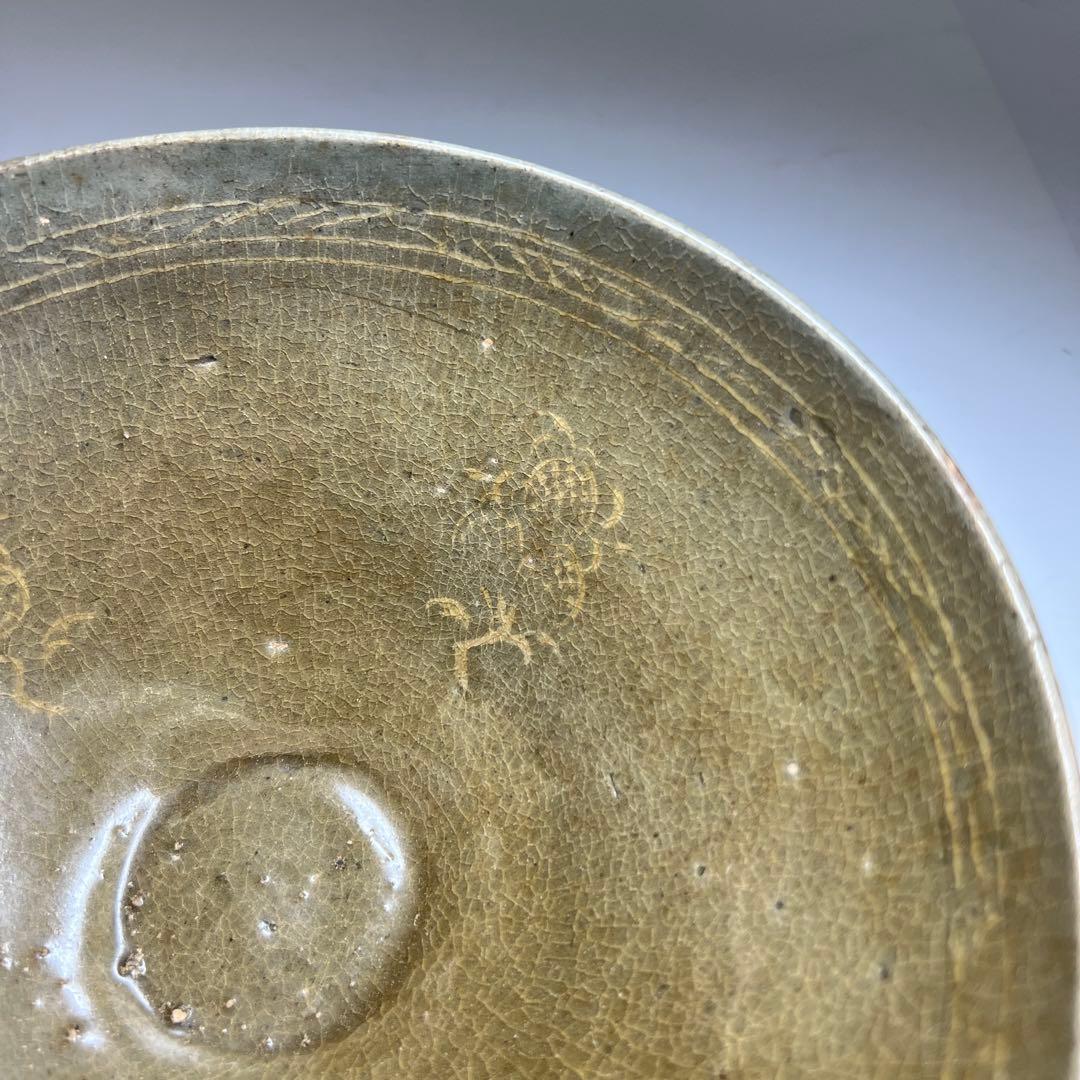 16世紀　高麗青磁白泥象嵌鉢　口径19㎝　東Y7-1003☆2Fトヒサ