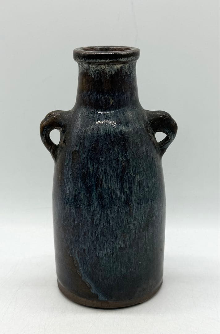 中国　鈞釉象耳瓶　花入　送料込み251130