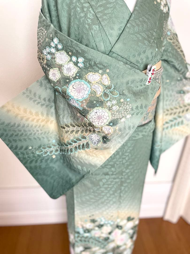 デイブ様リクエスト辻が花付下げ訪問着 正絹着物トールサイズ裄丈67帯セット