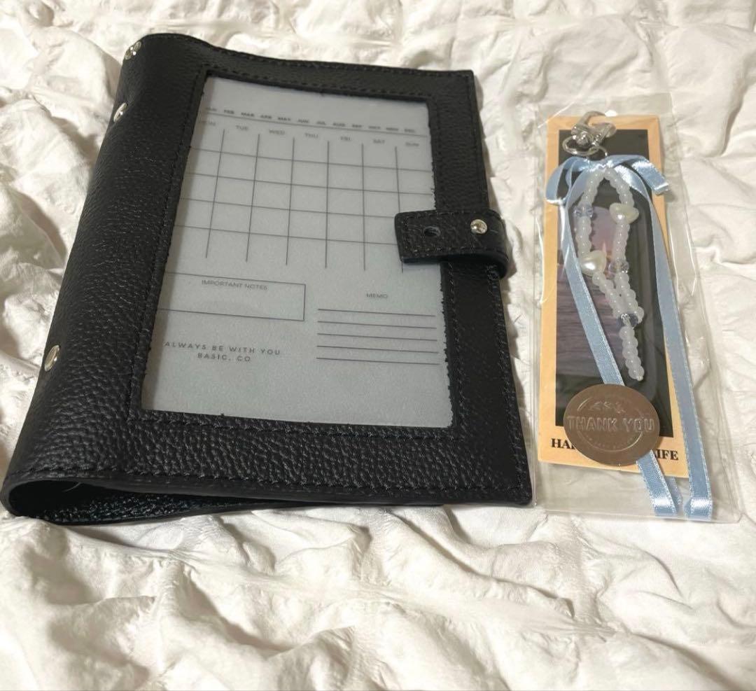 1点のみ 韓国 バインダー ブラック リフィル レザー 牛革 現金 貯蓄