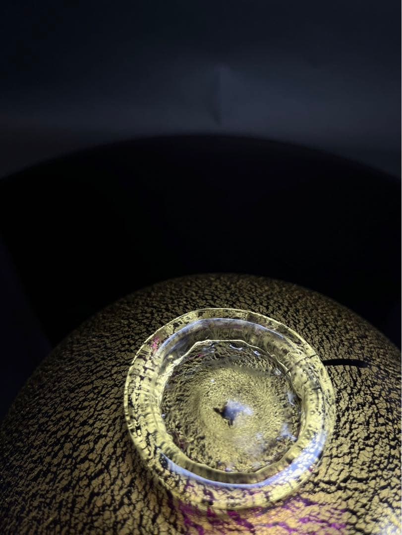 黒木国昭　金彩　紅派　ガラス茶碗