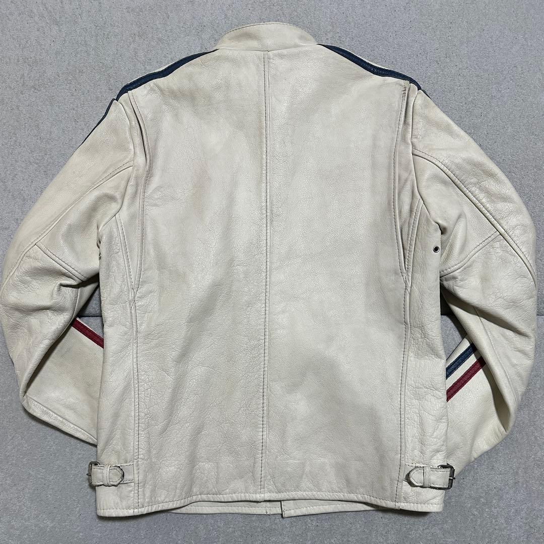 メンズL✨　クラシックレーサー　Schott　シングルライダース　牛革　ホワイト