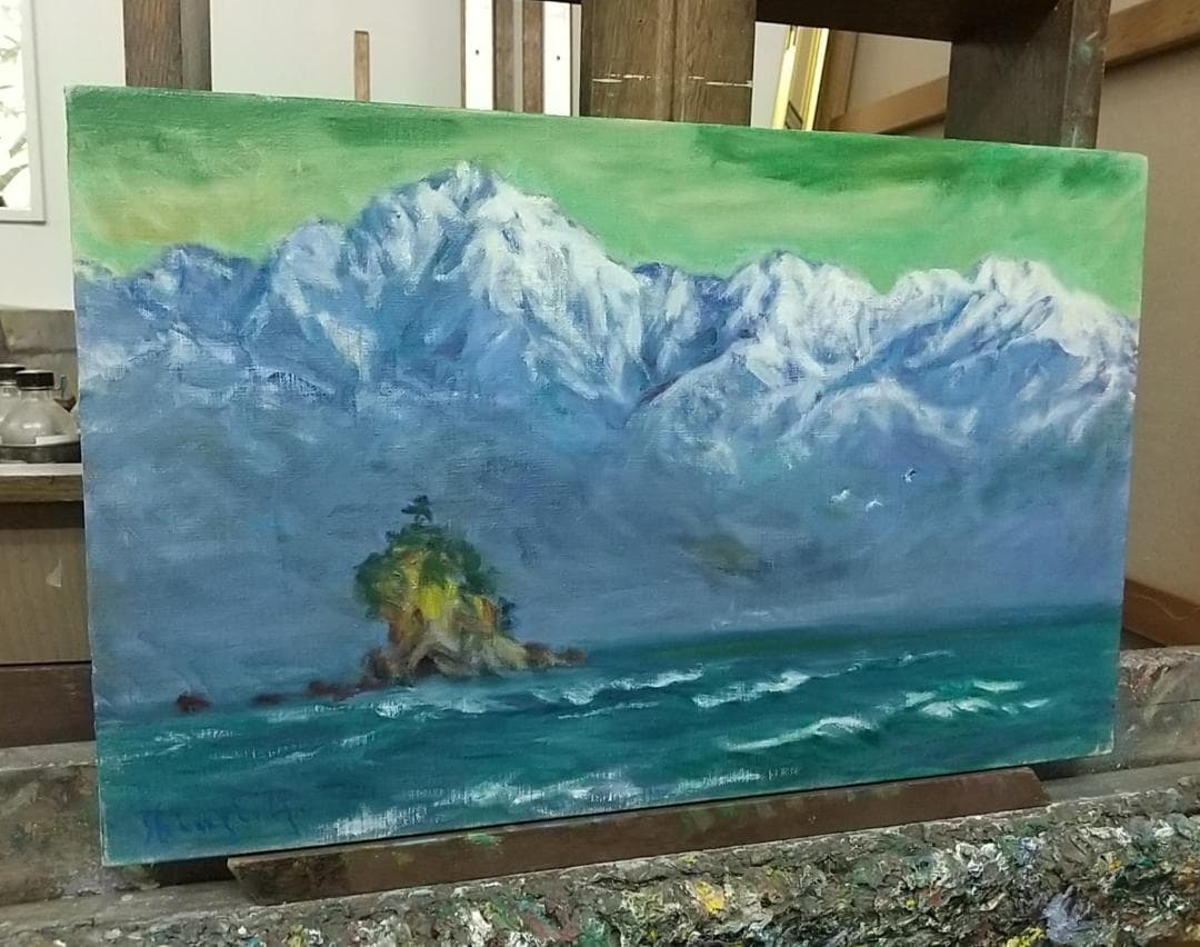 「立山連峰」M10 絵画 油絵 油彩画 風景画 北アルプス 額縁 額装 古径