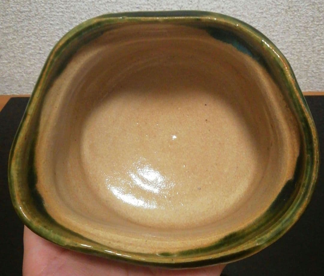 三右衛門合作　赤織部　巴紋　茶碗　共箱　茶道具