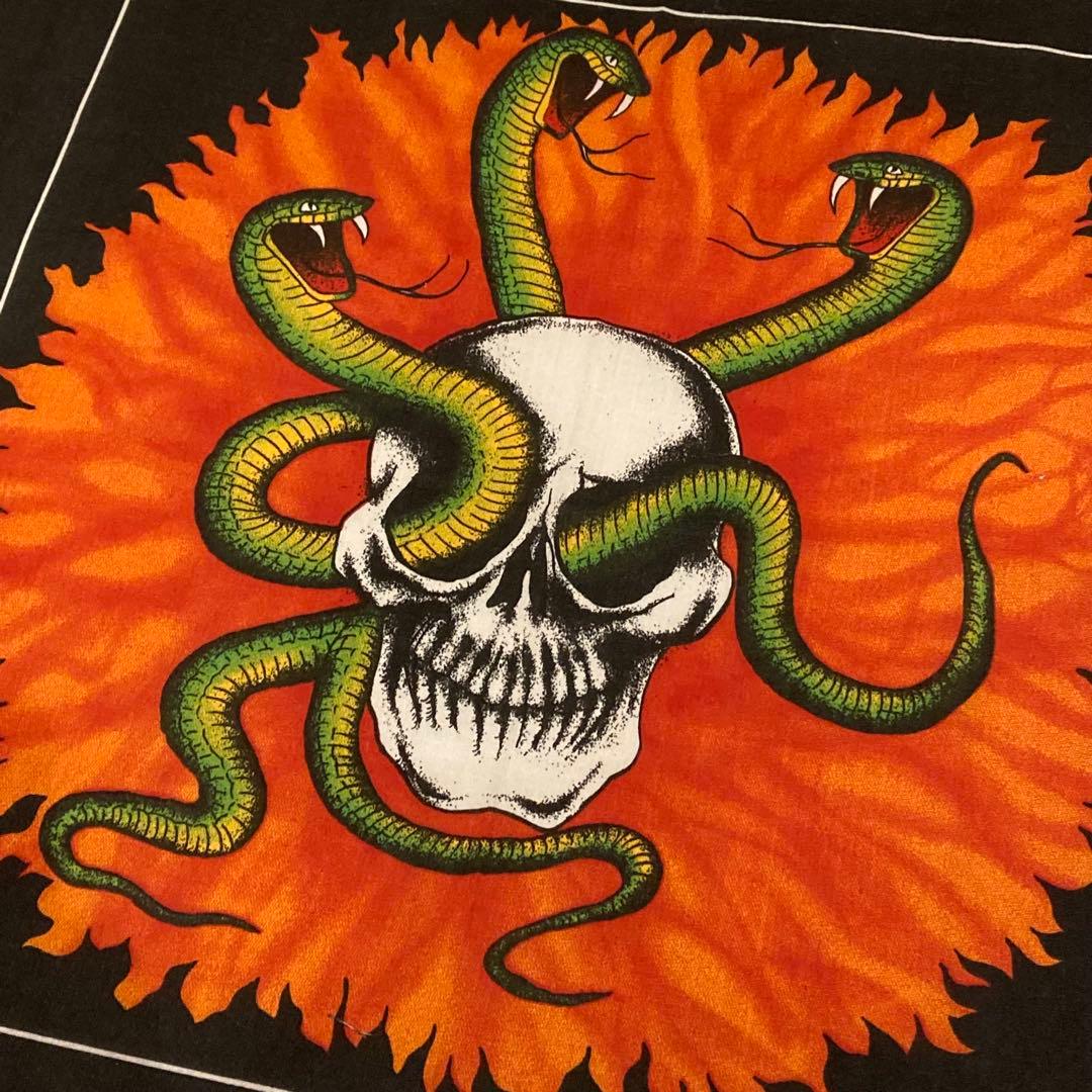 希少 NOS 80s スカル vintage バンダナ ビンテージ USA製