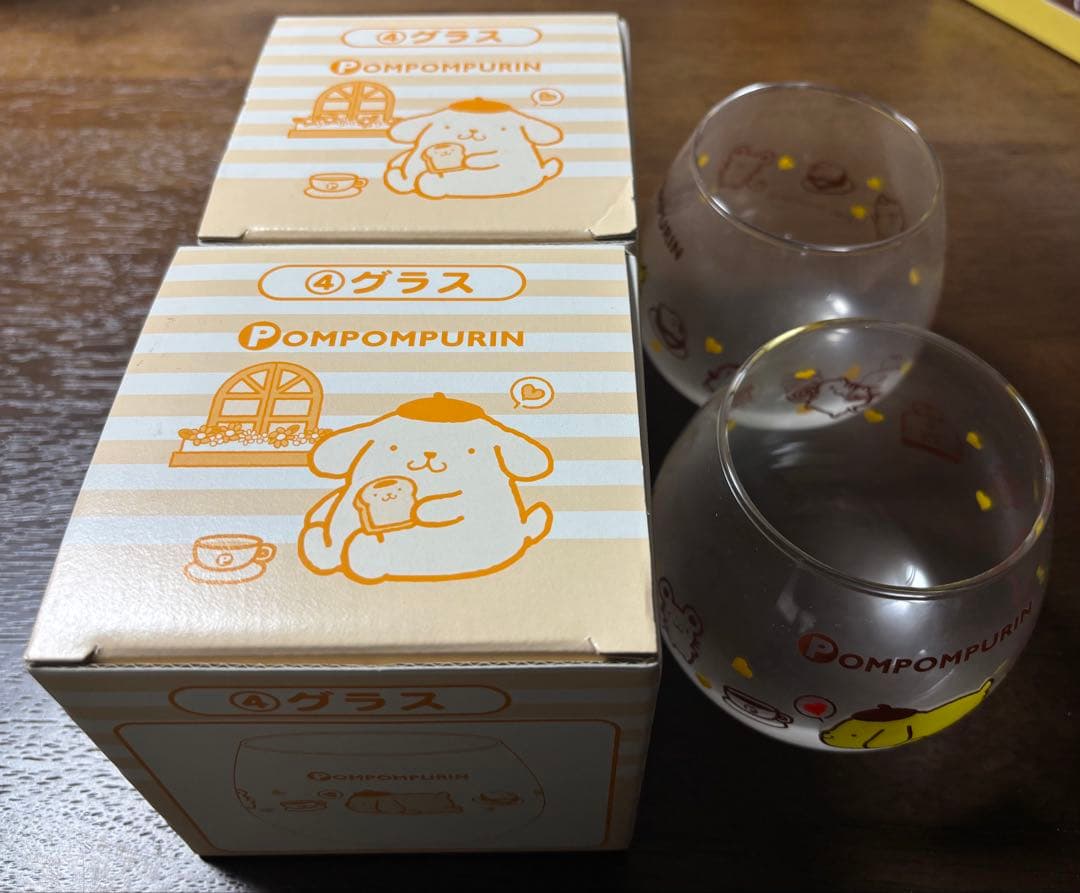 ポムポムプリン 一番くじ マグカップ・グラス・プレート・ポンプボトルセット