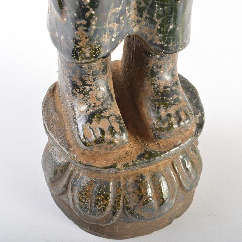 仏教美術　漢緑釉観音像　仏像　置物　C　R6929