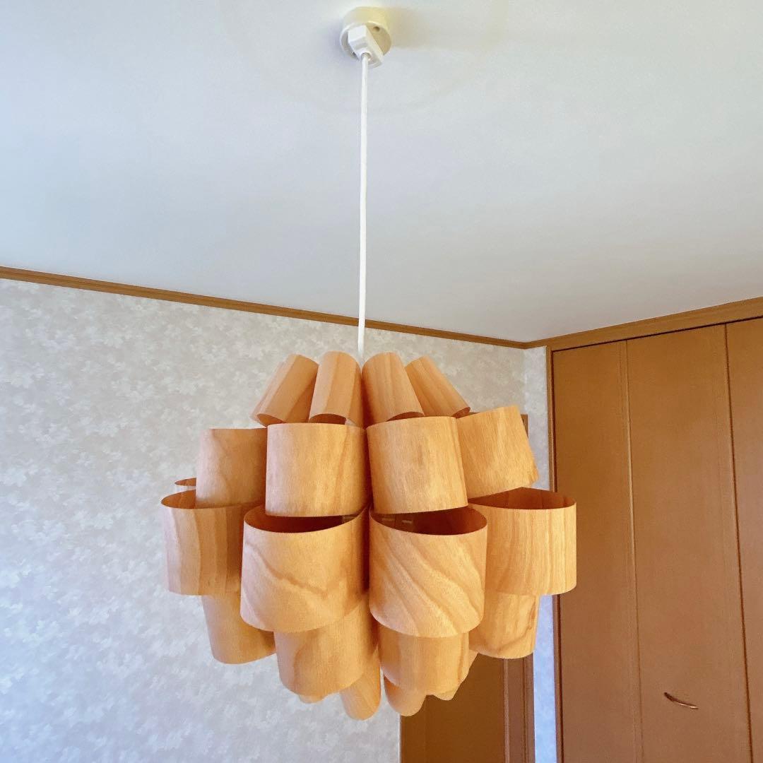 ●美品●照明作家 谷俊幸ペンダントライト Don2-wood 北欧風 モダン木目