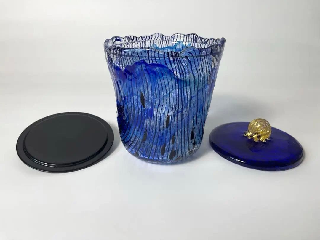 新品 ガラス 水指　2種類の蓋付き