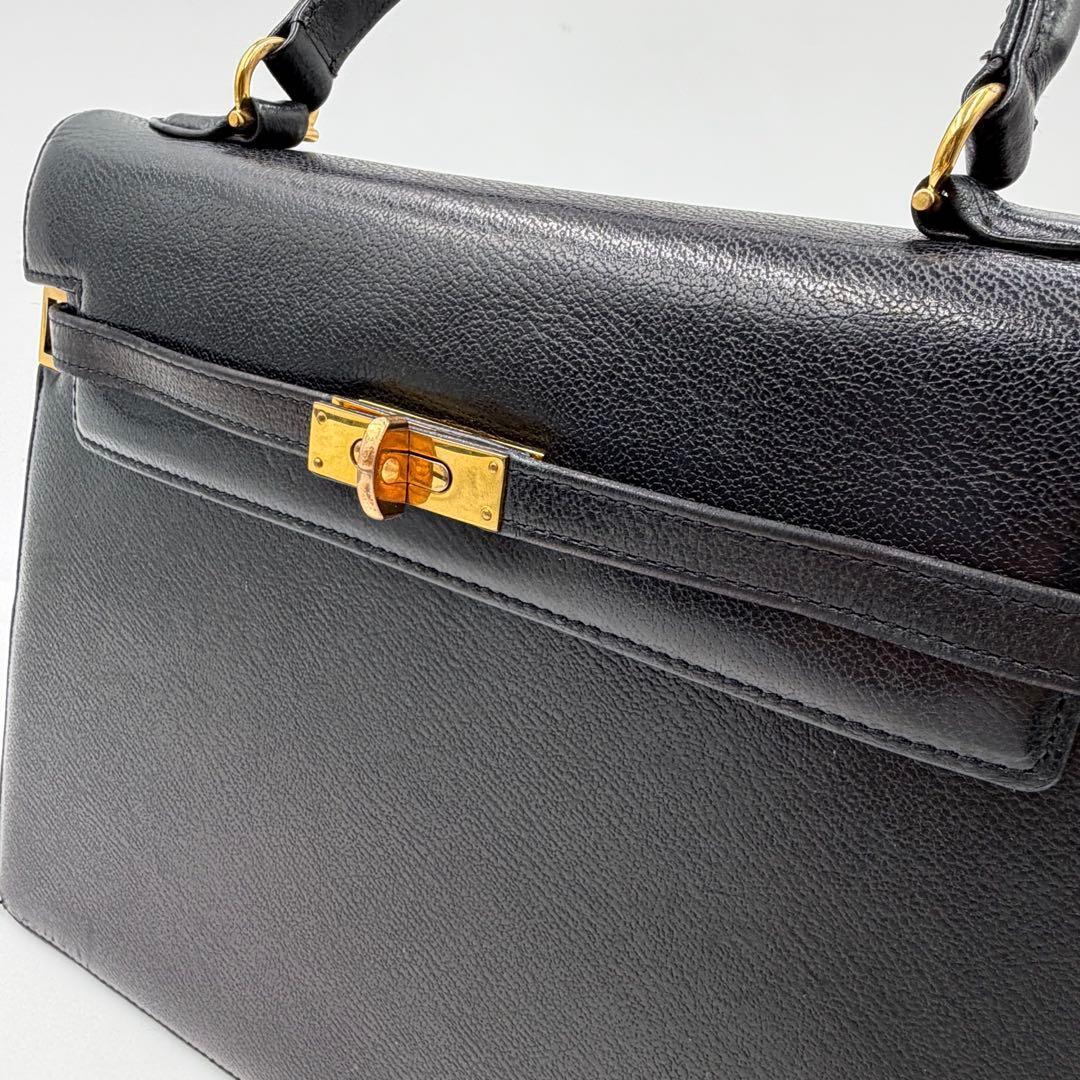 極美品✨モラビト ハンドバッグ スカラ 本革 黒 ターンロック ゴールド 896