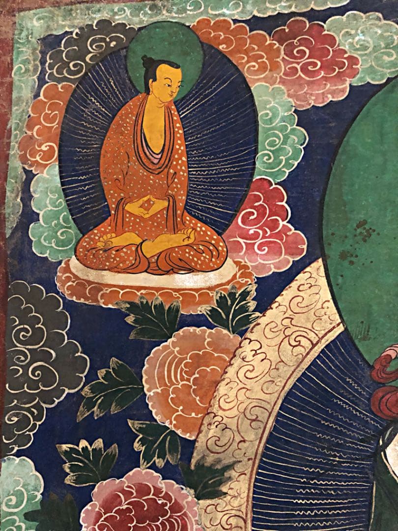 ② 中国 仏教美術 唐物 明代 分院 伝世品 曼荼羅 古玩 タンカ 金彩装飾