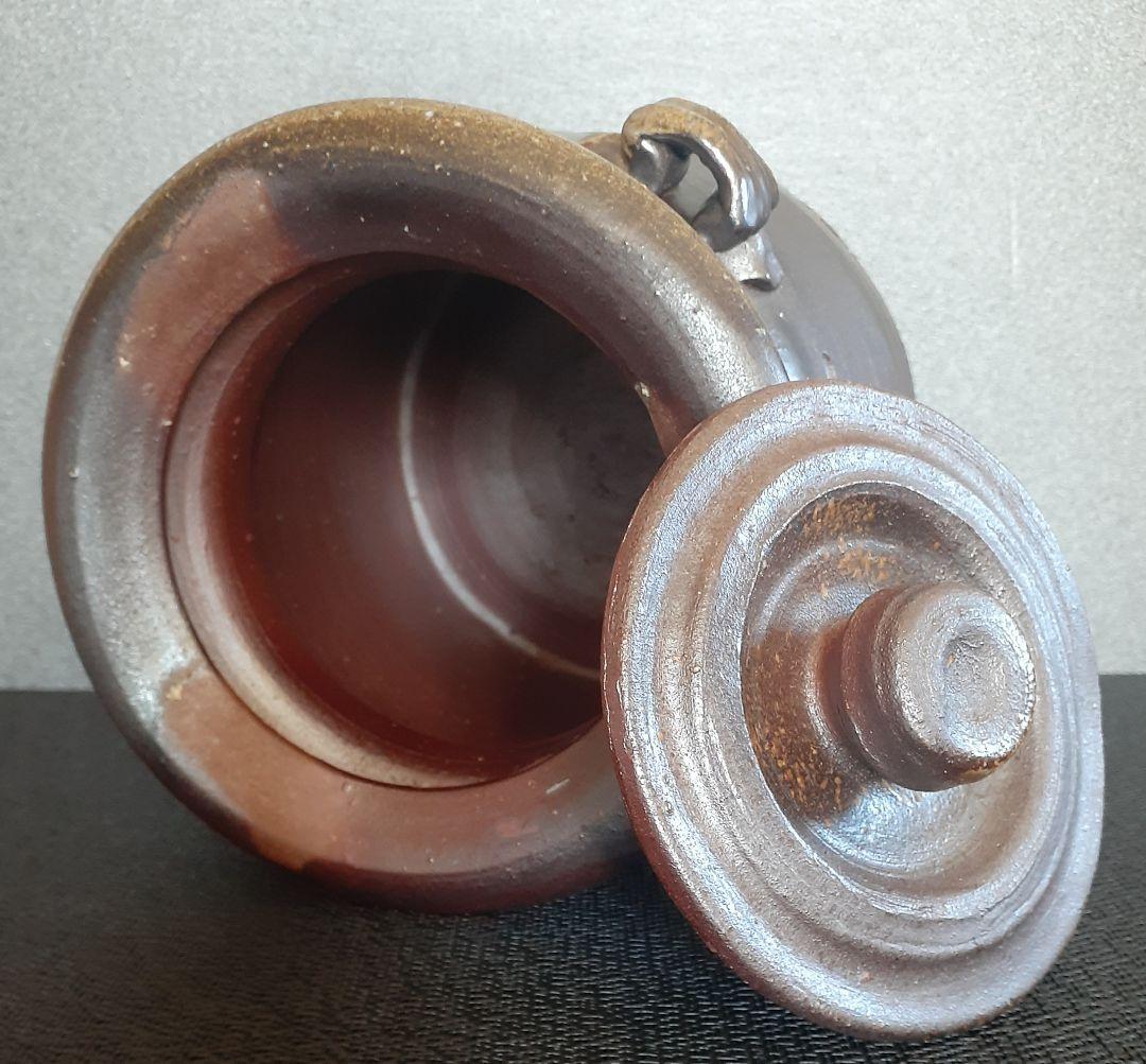 備前焼　名工【木村基子　木村素静 】備前　水指　【師人間国宝　伊勢崎淳　茶道具