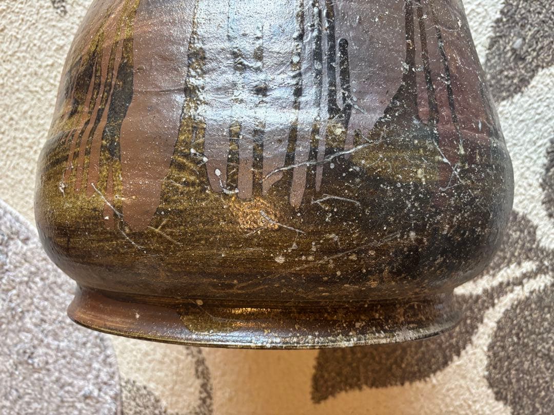 丹波焼　赤土部灰釉甕　大壺 時代物 骨董品アンティーク