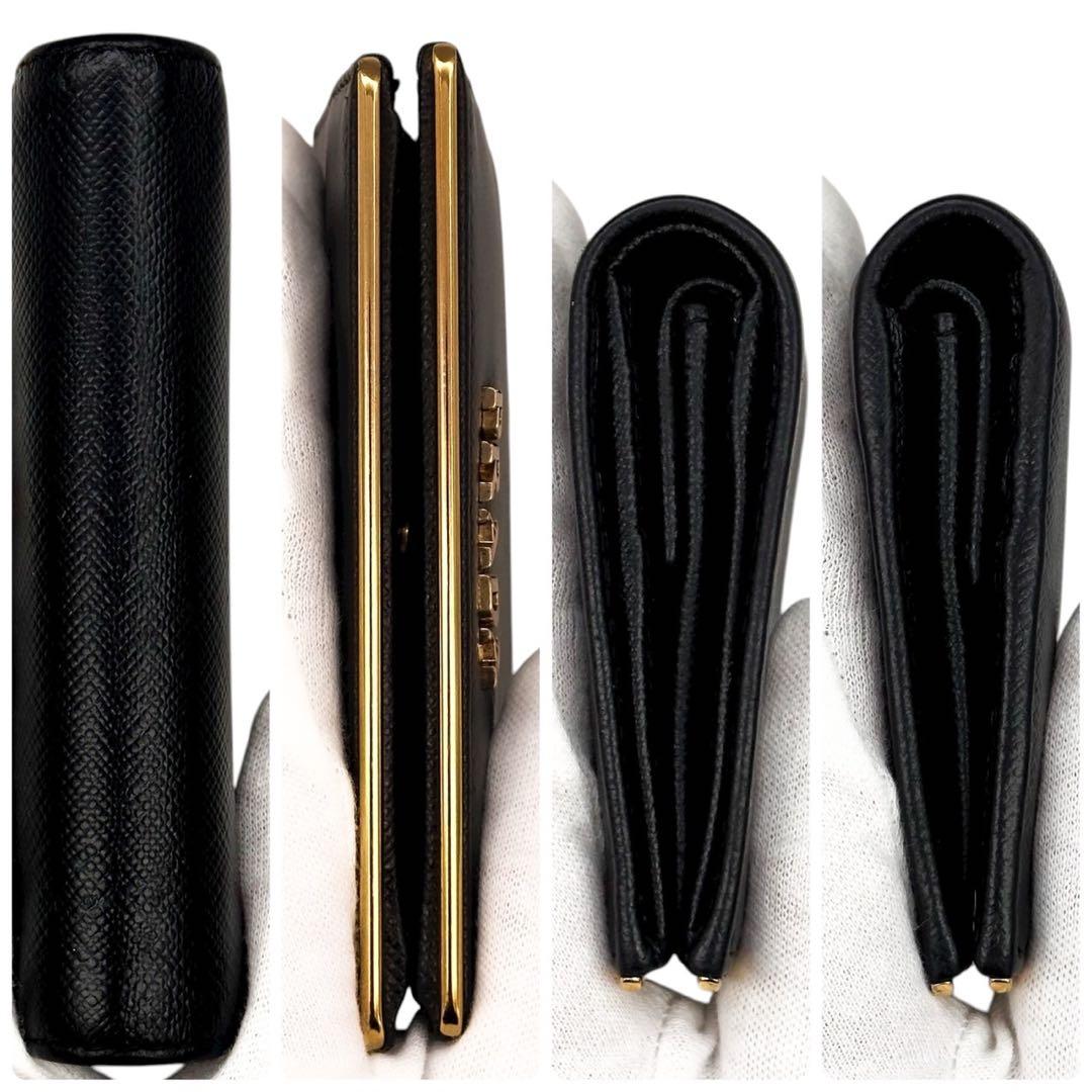 極美品 箱付 プラダ サフィアーノ 二つ折り財布 小銭入れ  カード ロゴ