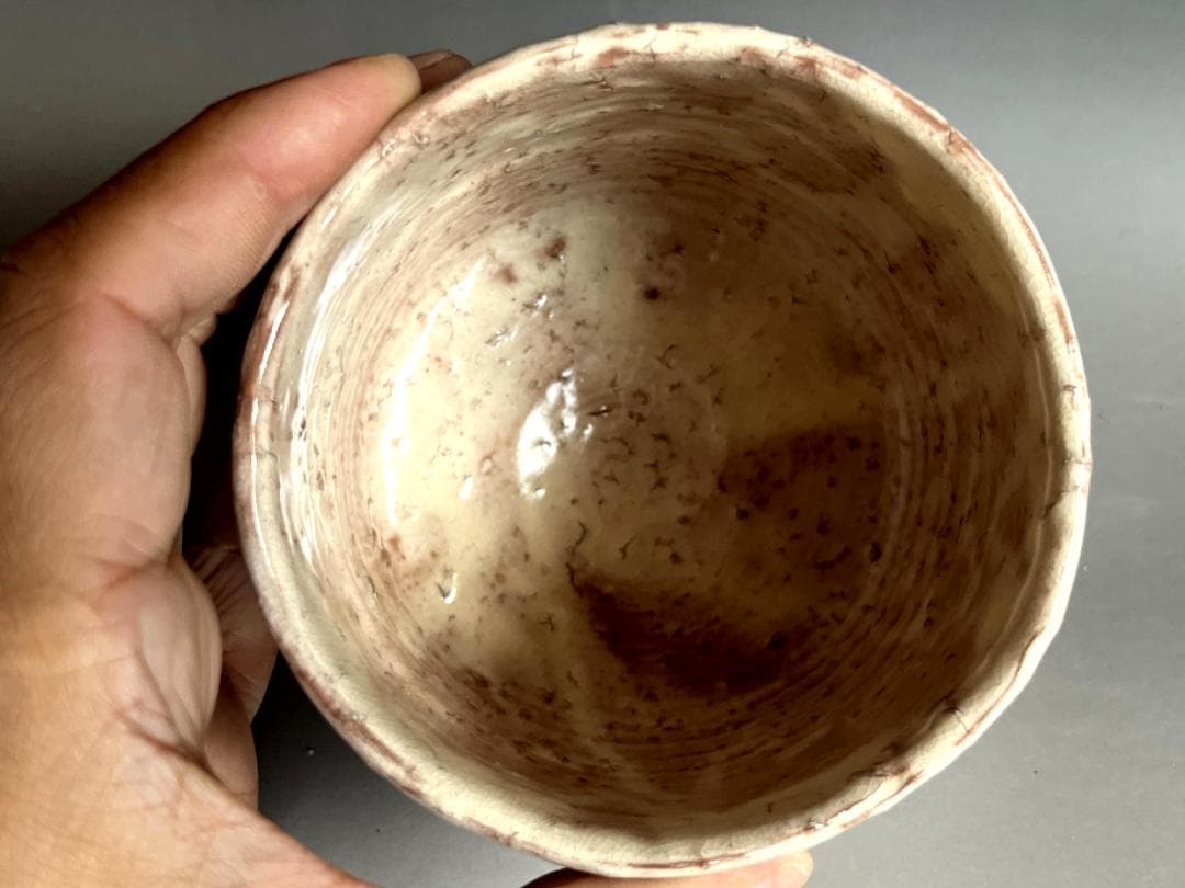 茶碗■筒茶碗「斎藤一斉」萩焼窯元 見島 共箱 割り高台 立ち茶碗 時代物 骨董■