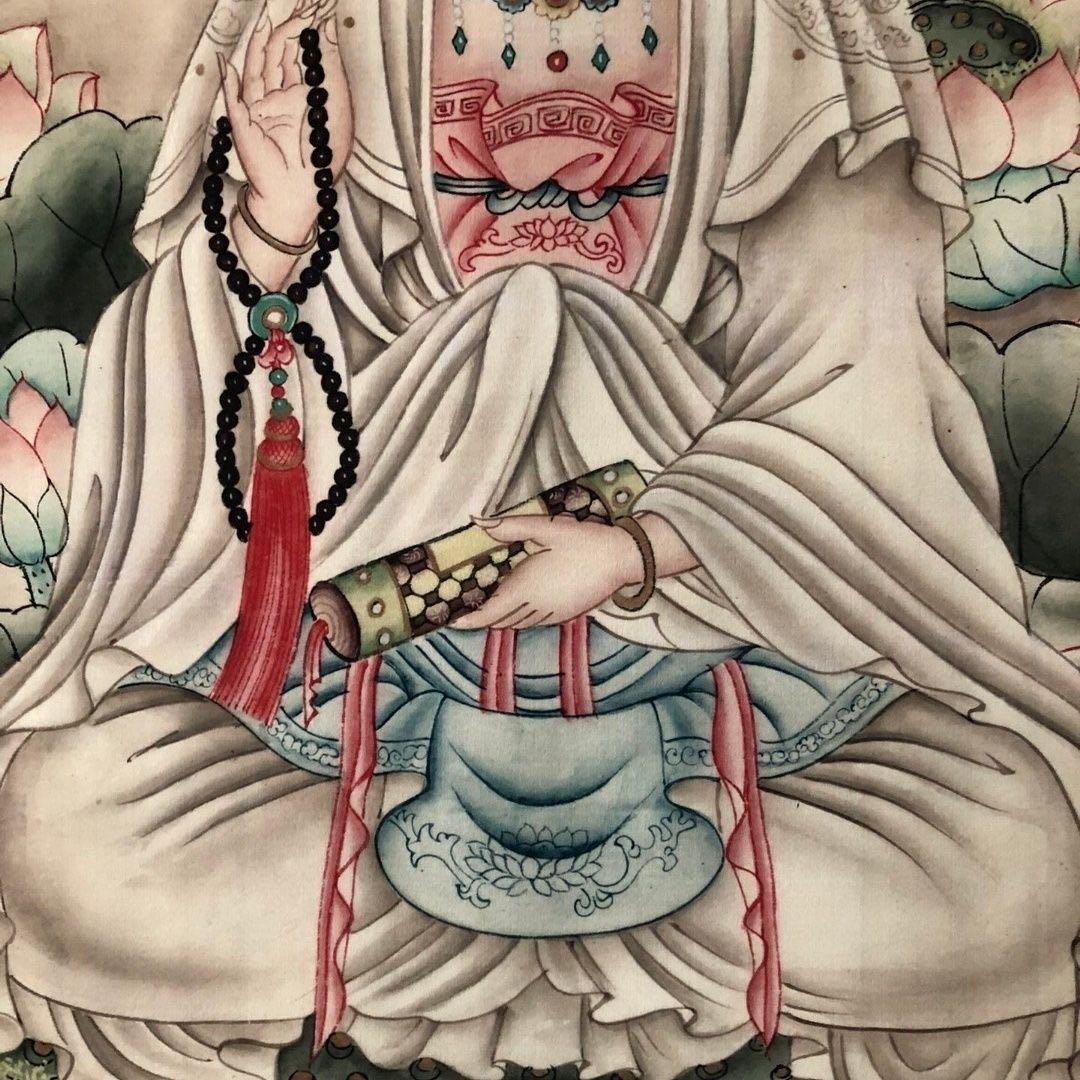 中国画 掛け軸 仏画 観音菩薩 南海観音 中堂 彩色 仏教美術 中国美術 床の間
