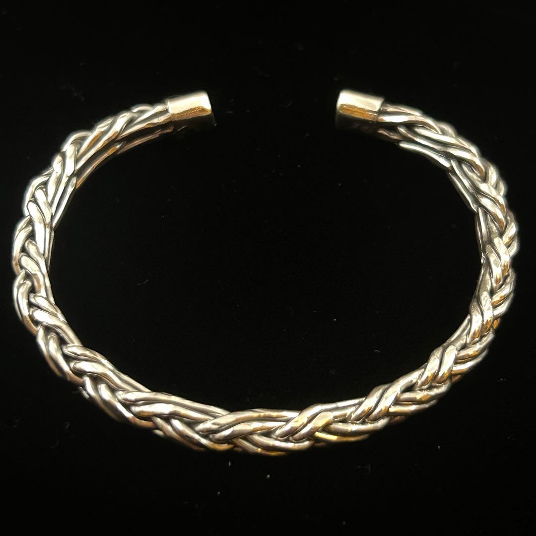 シルバー925 Silver デザインヘビーバングル/軽研磨仕上げ/ブレスレット