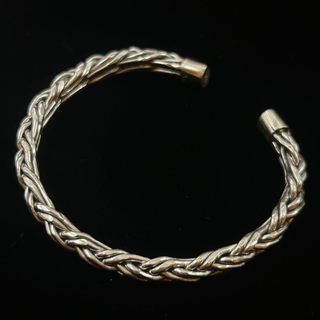 シルバー925 Silver デザインヘビーバングル/軽研磨仕上げ/ブレスレット