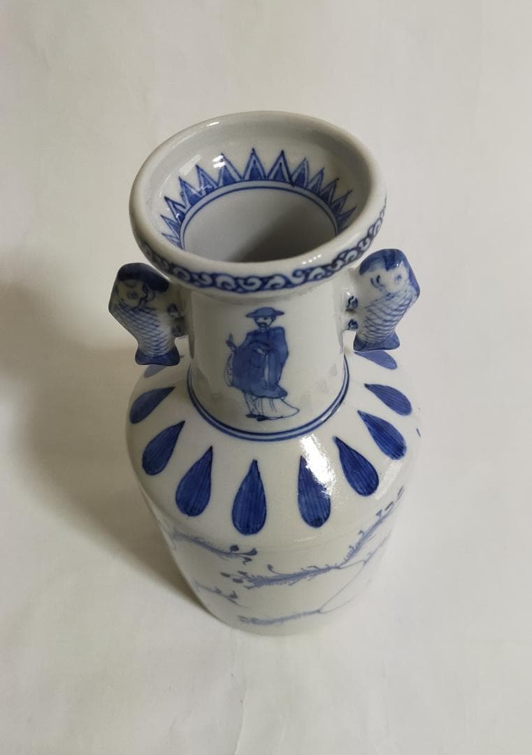 九谷焼双魚耳高砂華入陶源製