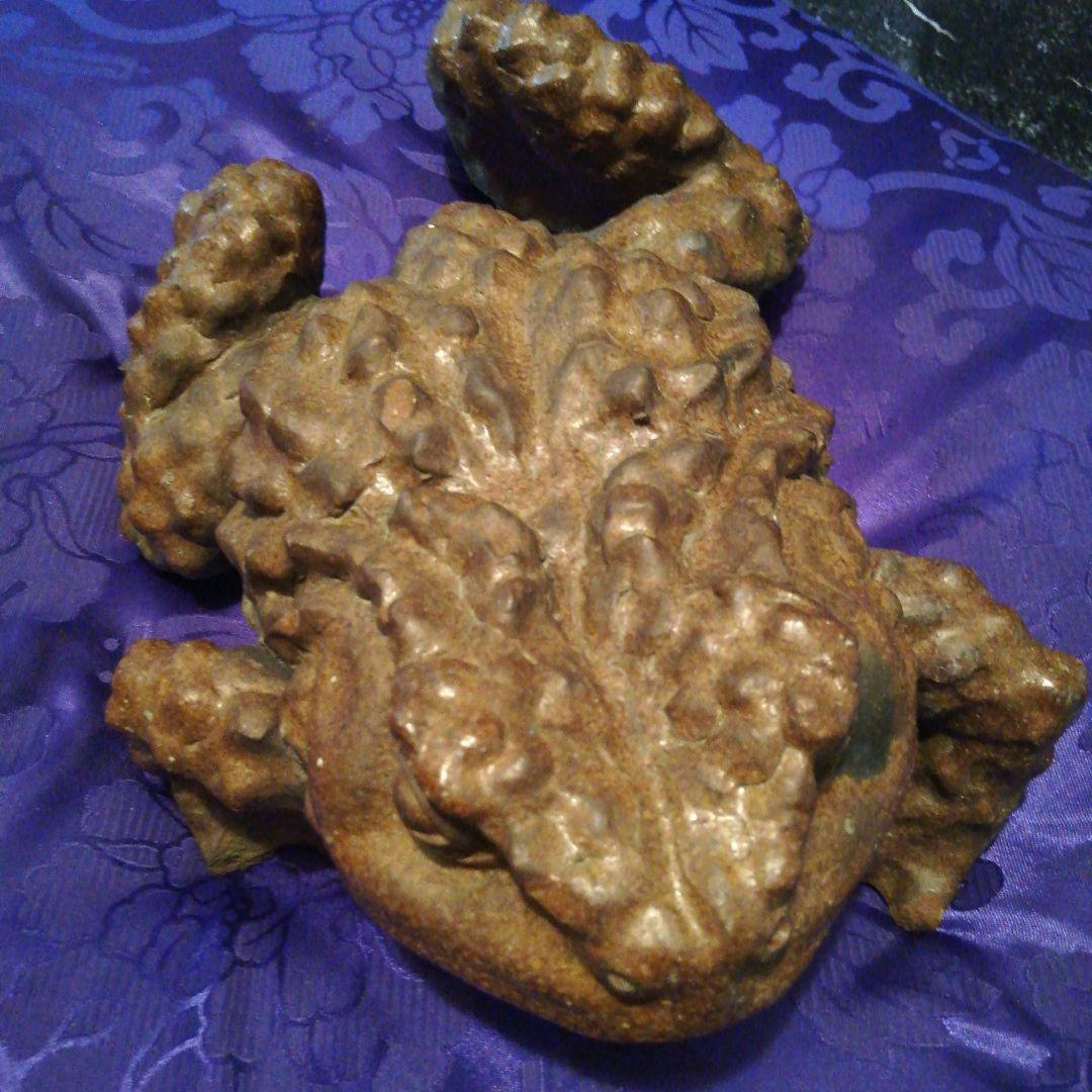 ガマガエル稀少大珍品レア手練り細密造形美術旧家蔵出全長約４０センチ陶磁器製時代品