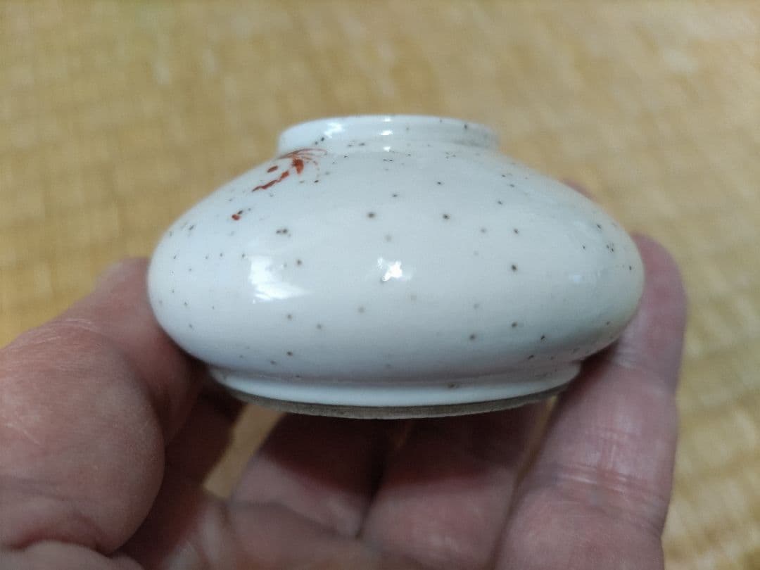 中国　赤絵　文房・水盂　獅子図・清朝・小壷