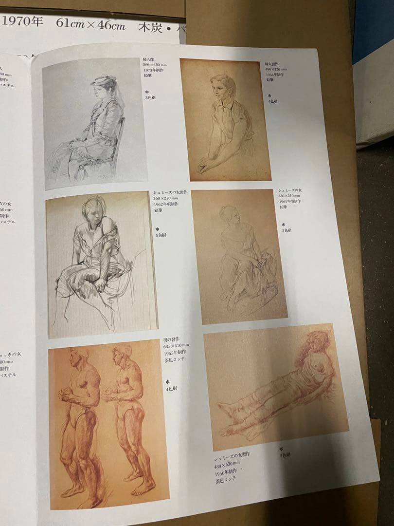 小磯　良平　パステル素描12葉　複製画　lot268