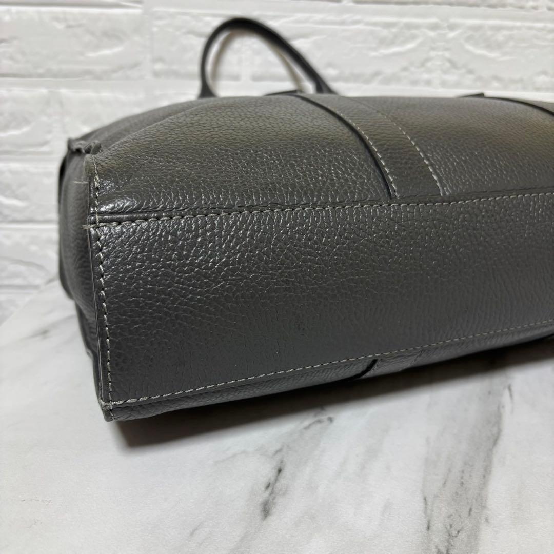 【新品未使用】　ボルサインペレ ビジネスバッグ　本革レザー シボ革 A4 グレー