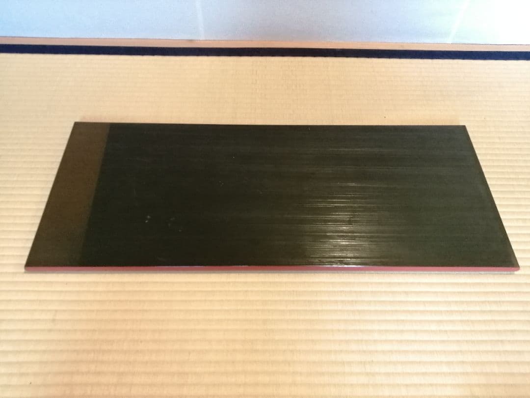 【茶道具】表阿弥造　了々斎宗匠好み　青漆爪紅長板　長板83